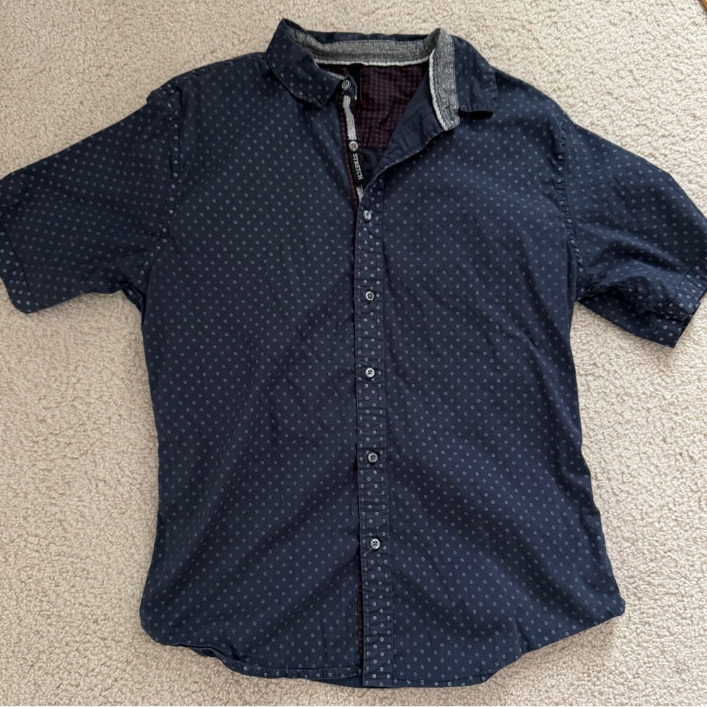 Casual Navy Blue Patterned Men's Shirt